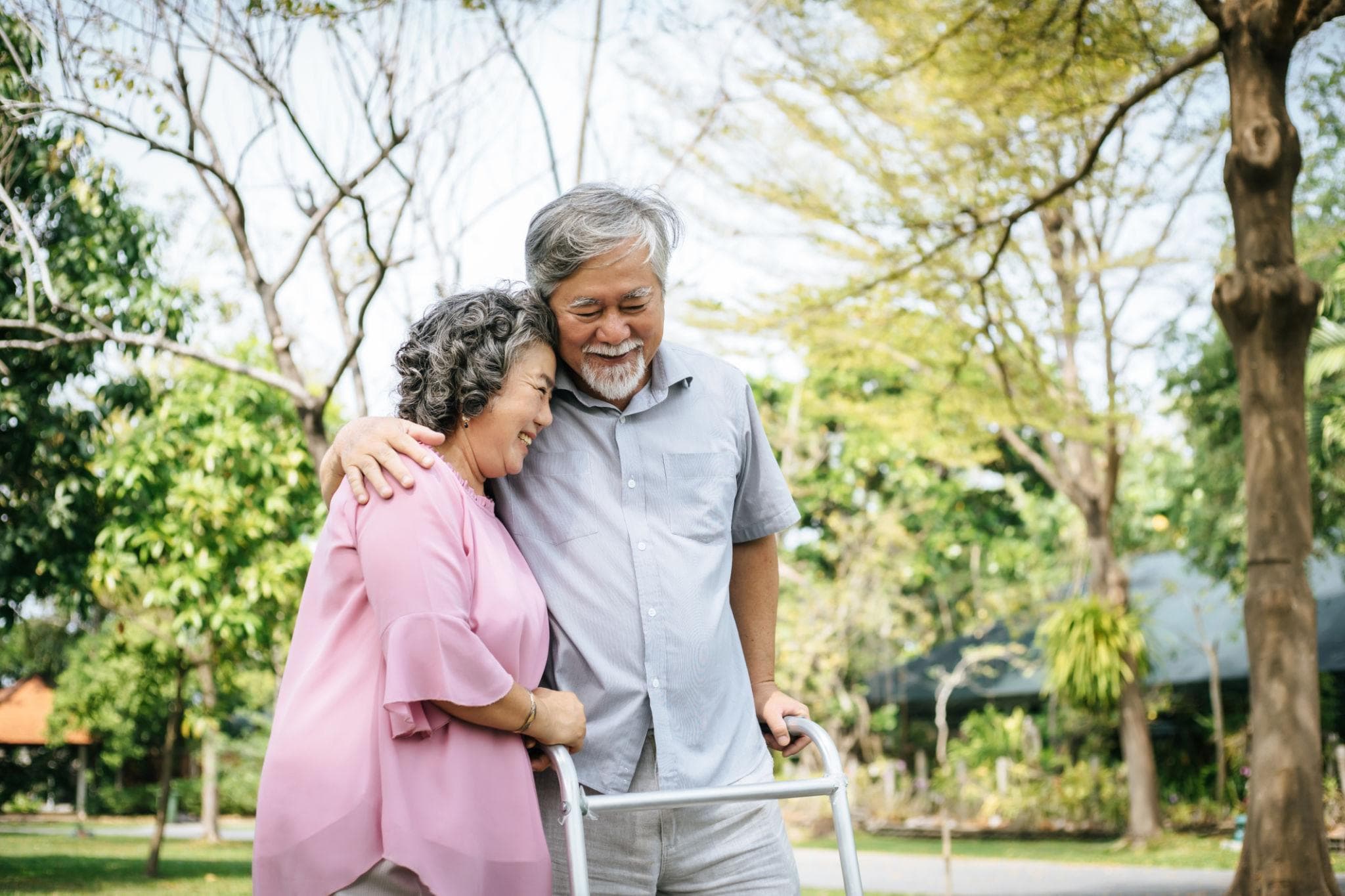 Happy elderly couple in the care home