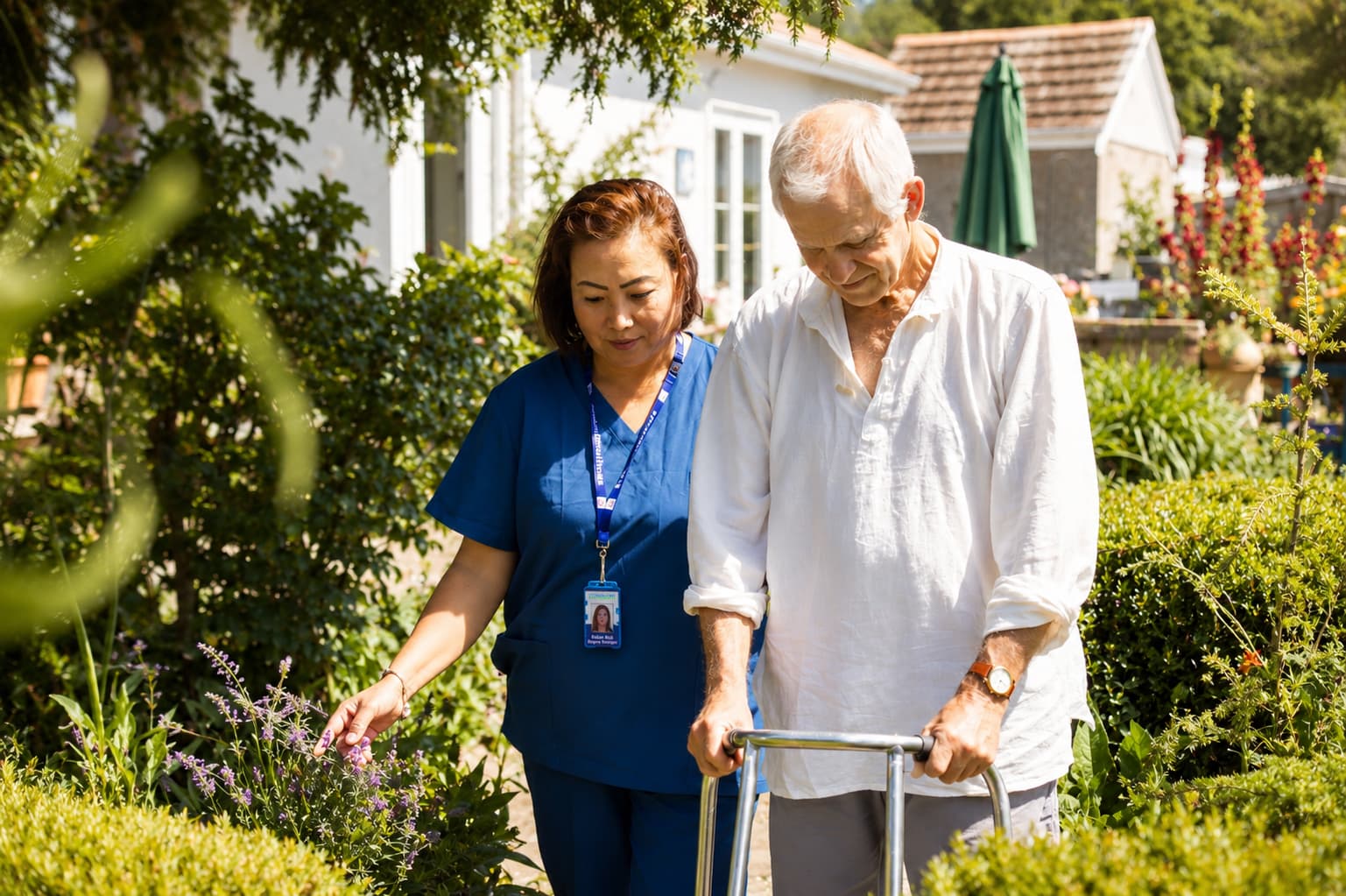 Caregiver and client sharing a moment of connection