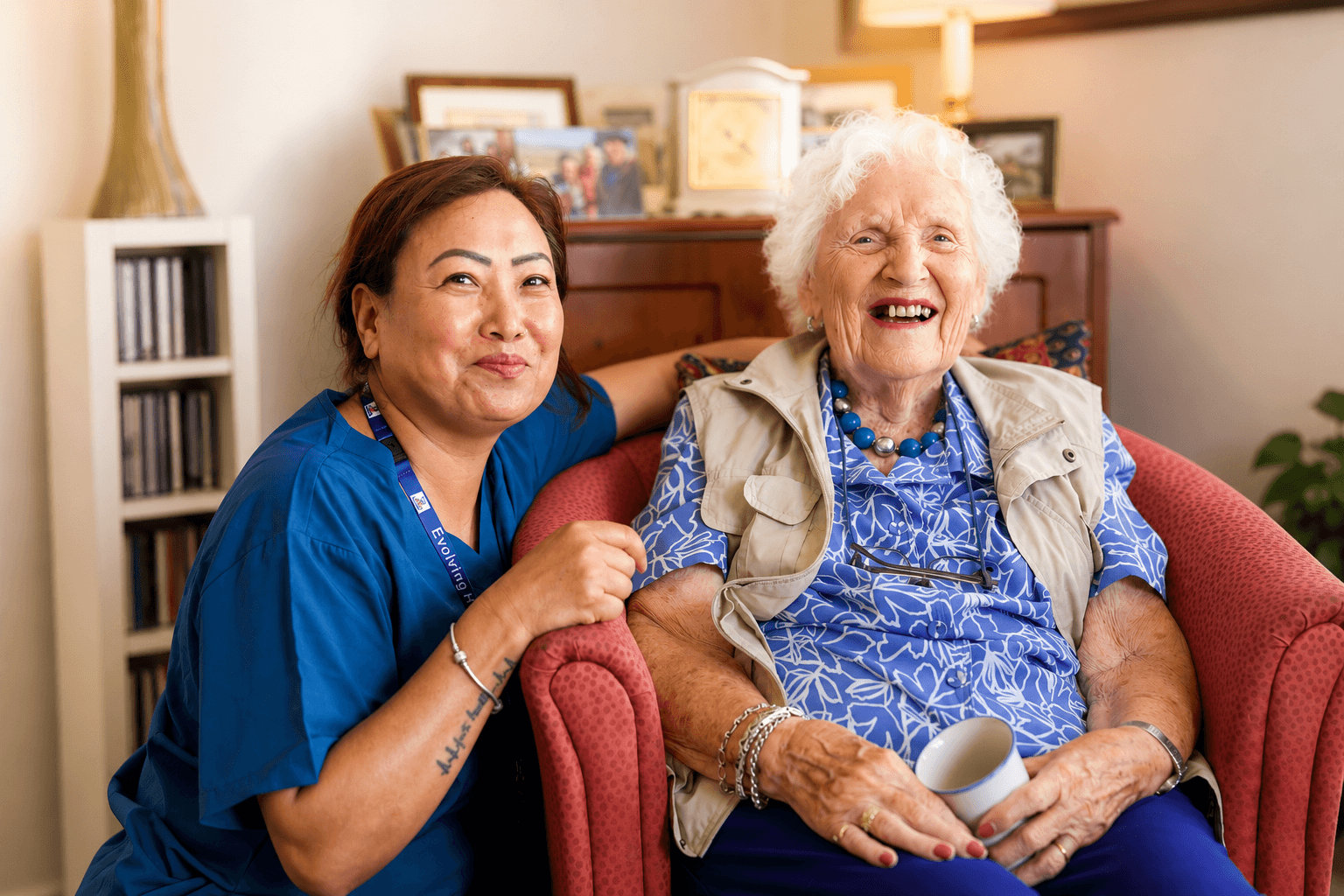 Caregiver with elderly person